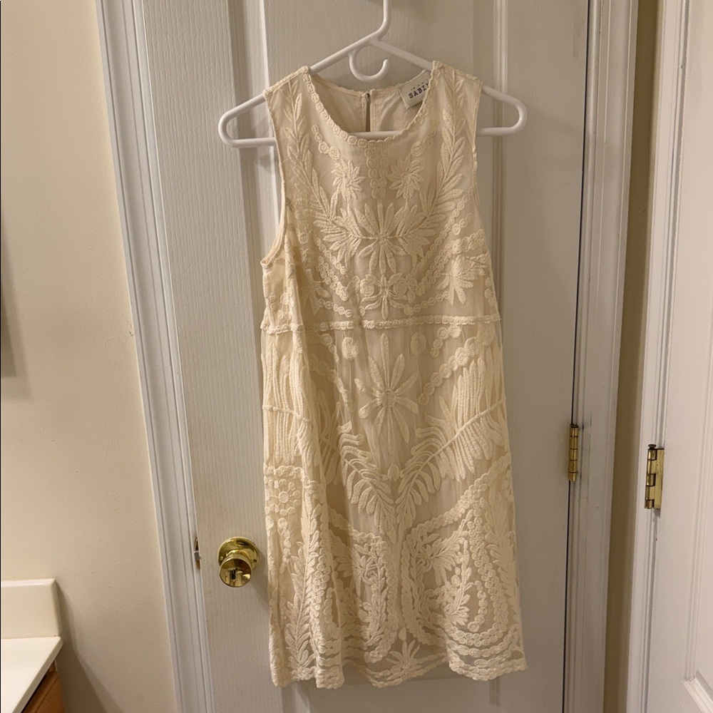 Sabine Elegant Cream Lace Mini Dress